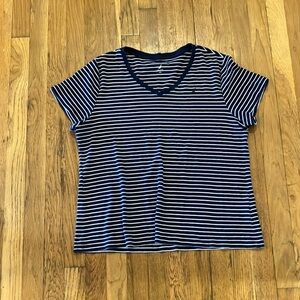 Nautica blue and white stripe vneck tshirt size xxl